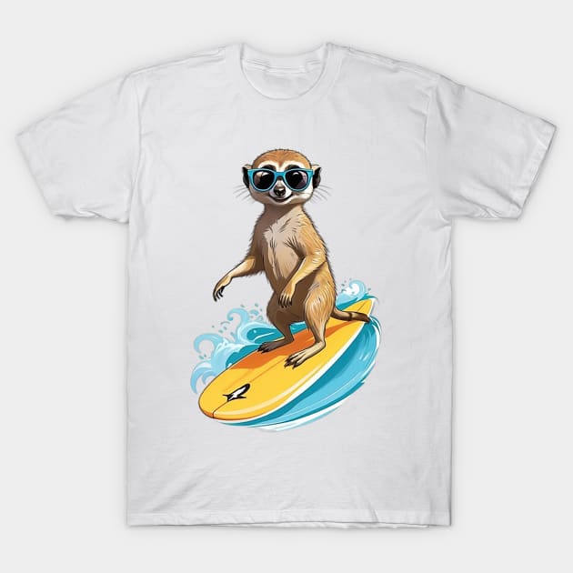 Surfing Meerkat T-Shirt by likbatonboot